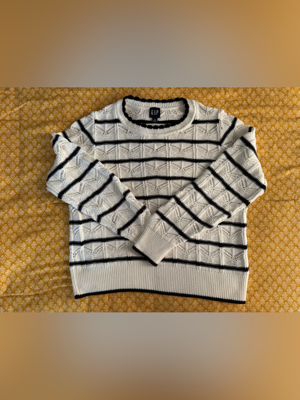 GAP pointelle sweater with scallop neckline